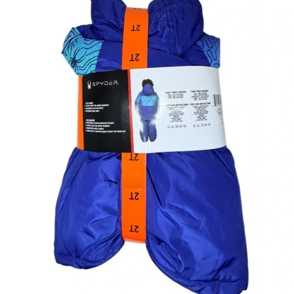 Spyder Kids 2 Piece Snowsuit Jacket Bib Pants Blue Size 2T NWT